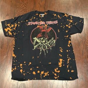 Stranger Things Black Tie Dye Short Sleeved T-Shirt Size 1X NWOT Iron Maiden NEW